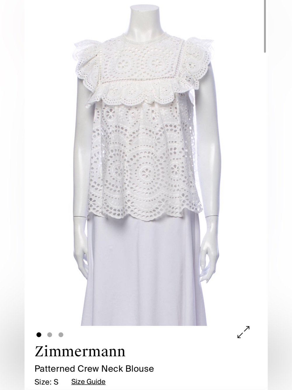 Zimmermann - White Eyelet Ruffle Blouse
